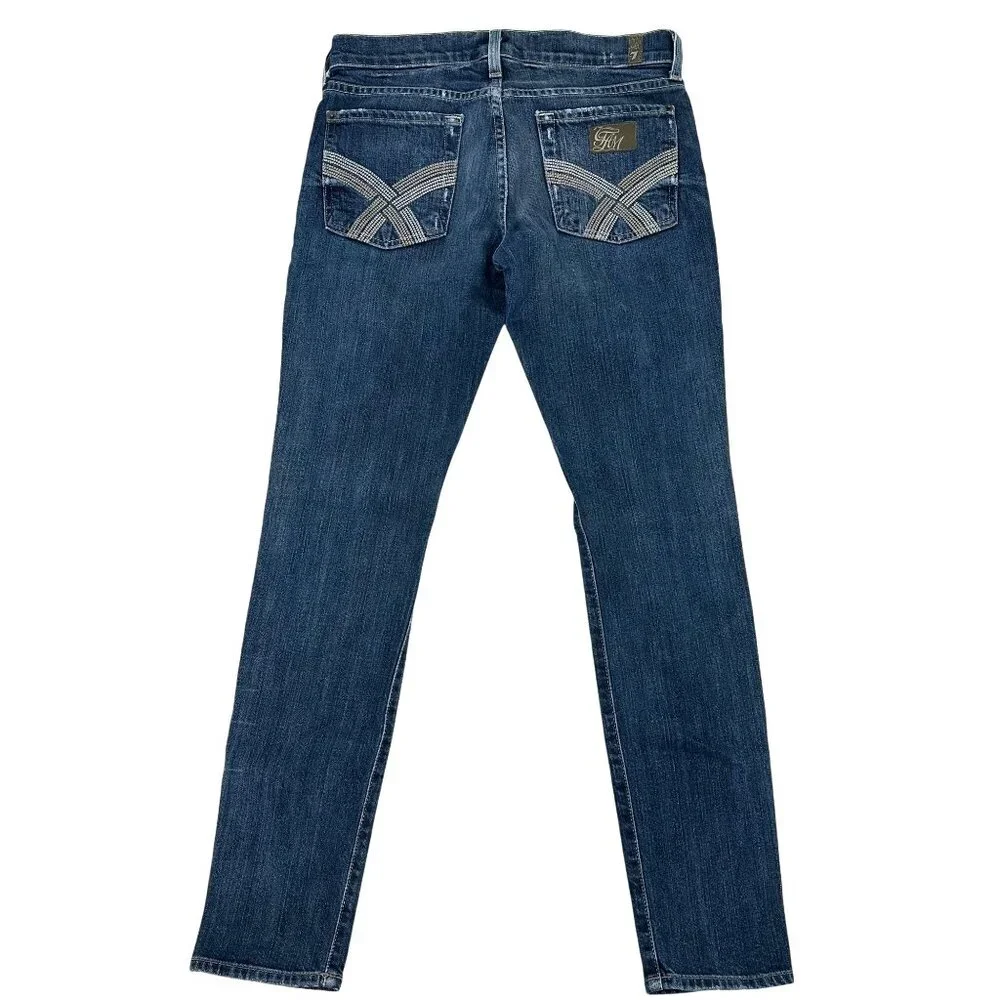 7 for all Mankind Womens Blue Gwenevere Super Skinny 5 Pocket Jeans Size 27 - Picture 3 of 10